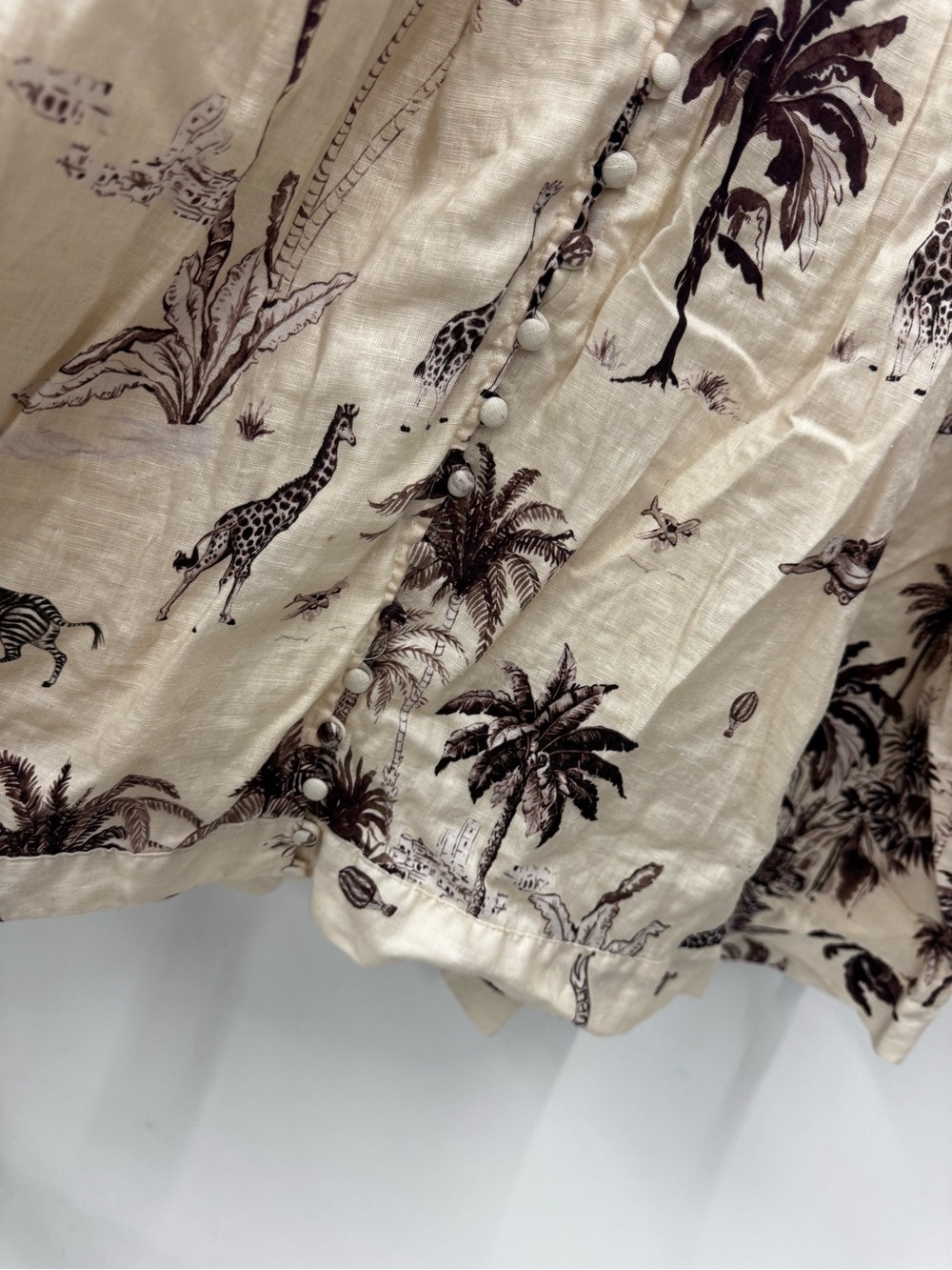 Banana Republic Linen Safari Print Mini Dress Size XXL Long Sleeve - Picture 6 of 11